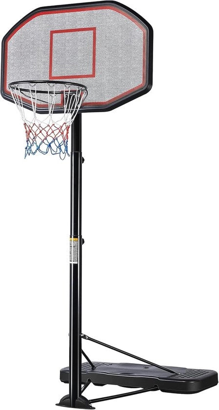 Palo da Basket per Esterno - Anello da Basket con Standard - Palo da Basket per Bambini - Palo da Basket Regolabile - 218 a 306 cm - Rosso