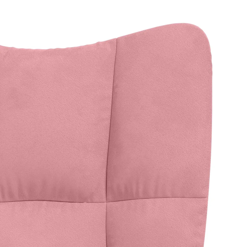 Divano Sedia-Poltrona Relax con Poggiapiedi Rosa in Velluto 602677