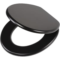 Tiger leatherlook sedile per wc, acciaio inox, mdf, nero, 43,3 x