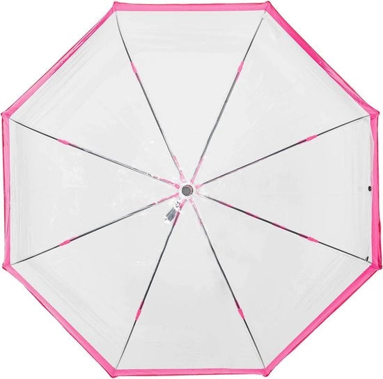Parasole trasparente per donne - ombrello a forma di cappello - ombrello automatico resistente alle tempeste - schermo a stelo chiaro grande - diametro 89 cm - con bordo rosso, schermo a stelo
