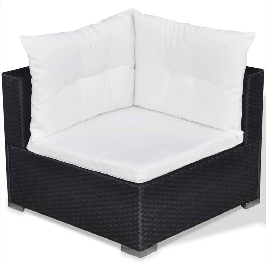 Set di mobili da giardino mobili da esterno 5 pezzi con cuscini resina intrecciata nera 02_0016495