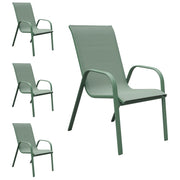 Set di 4 sedie MARBELLA in textilene verde salvia - alluminio verde salvia