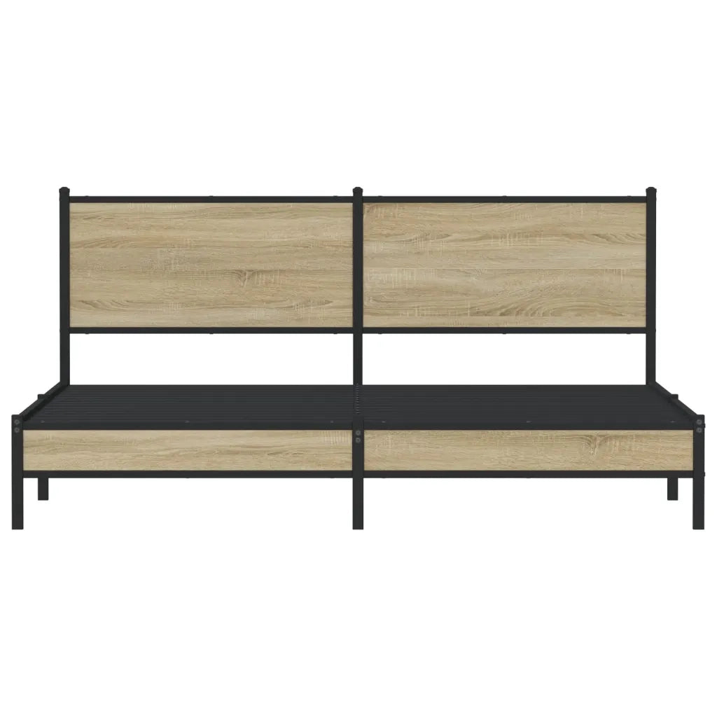 vidaXL Giroletto senza Materaso in Metallo Rovere Sonoma 183x213 cm