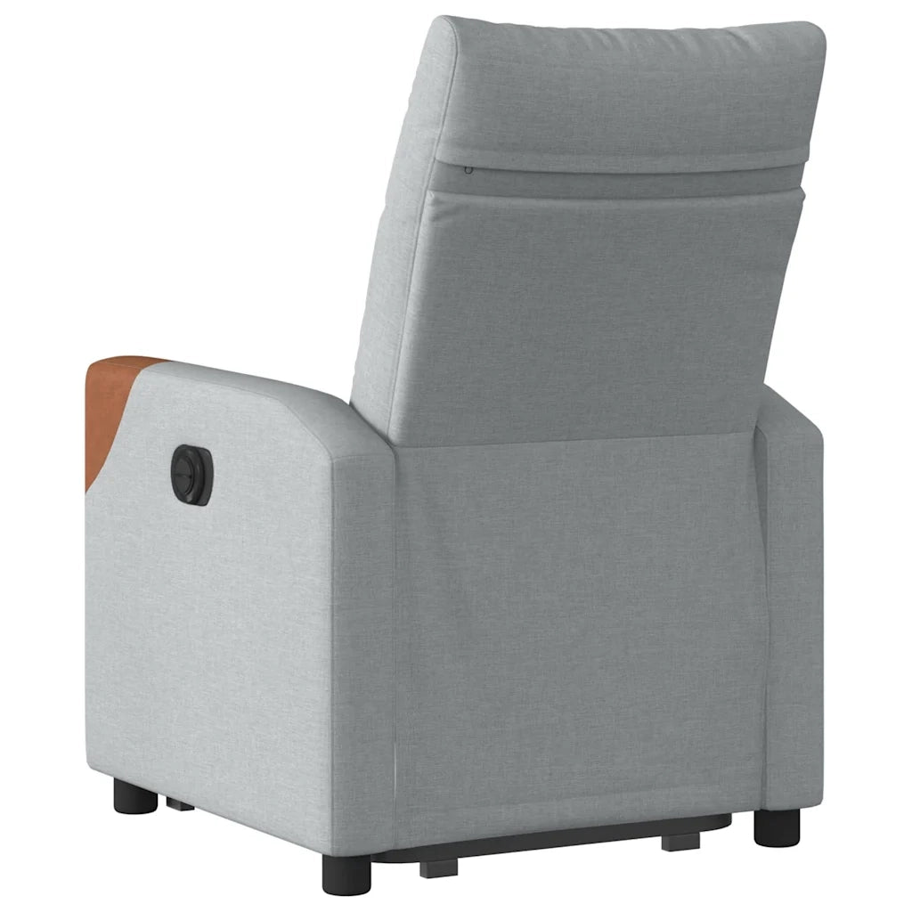 Poltrona | Sedia Relax Alzapersona Reclinabile Grigio Chiaro in Tessuto