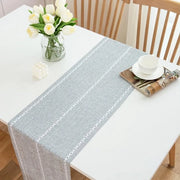 Tappeto per tavolo stile landhuis con pennelli e runner rustico, 32x228 cm, grigio chiaro