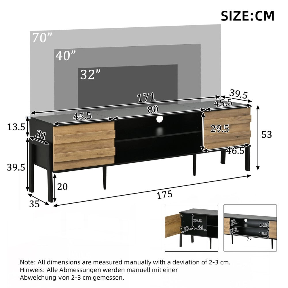 Mobile TV Lowboard ¨C Xylo ¨C Legno, 2 Ante, Vano Aperto, 175x39.5x53 cm