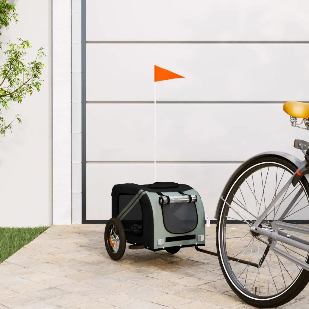 Rimorchio da Bici per Animali Grigio e Nero Oxford e Ferro CFW3930258