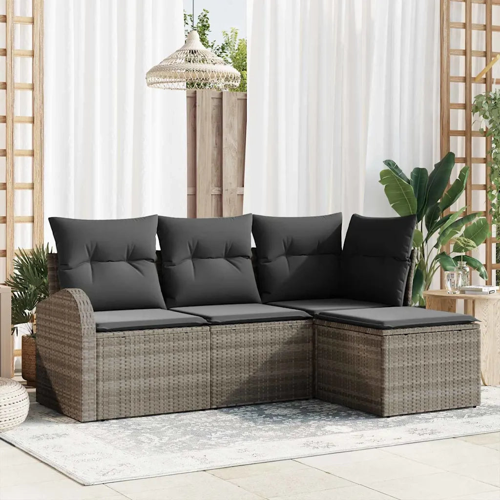 Set di divani con cuscino 4 pcs Grigio polyrattan 3354658