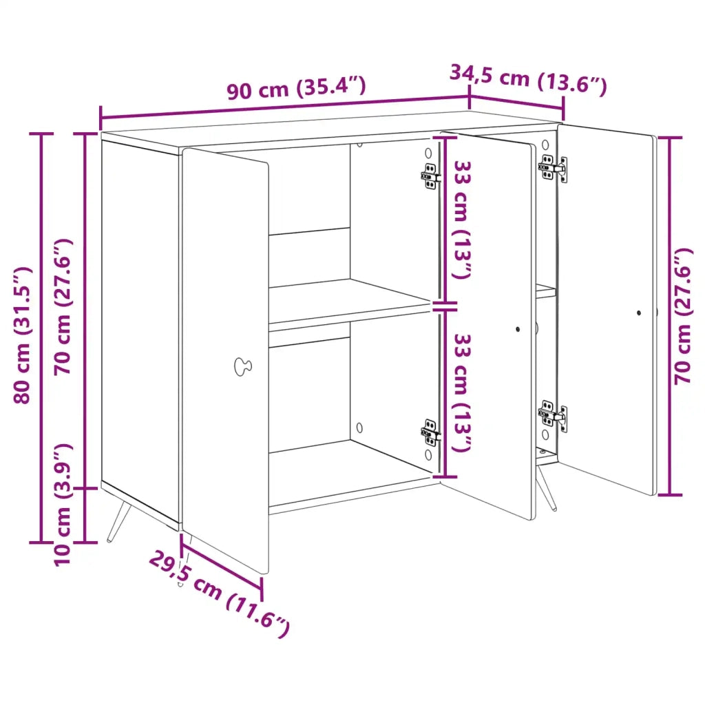 Credenza Grigio Cemento 89 x 34,5 x 80 cm Legno ingegnerizzato