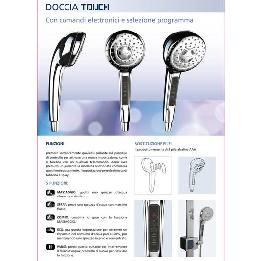 Doccino touch a 5 funzioni con comandi elettronici a pile