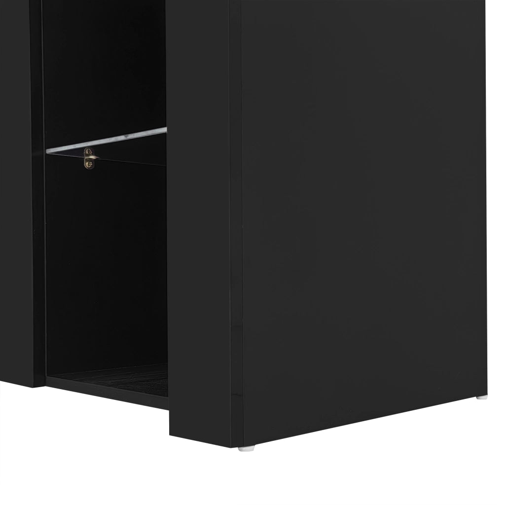 Credenza Moderna con Ante a Vetro e Ripiani ¨C Xylo ¨C Nero Lucido 95x35x83