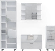 Set di mobili da bagno Ilias, Bianco lucido, 80.2 cm, composto da mobile lavabo, pensile a specchio, colonna e base media