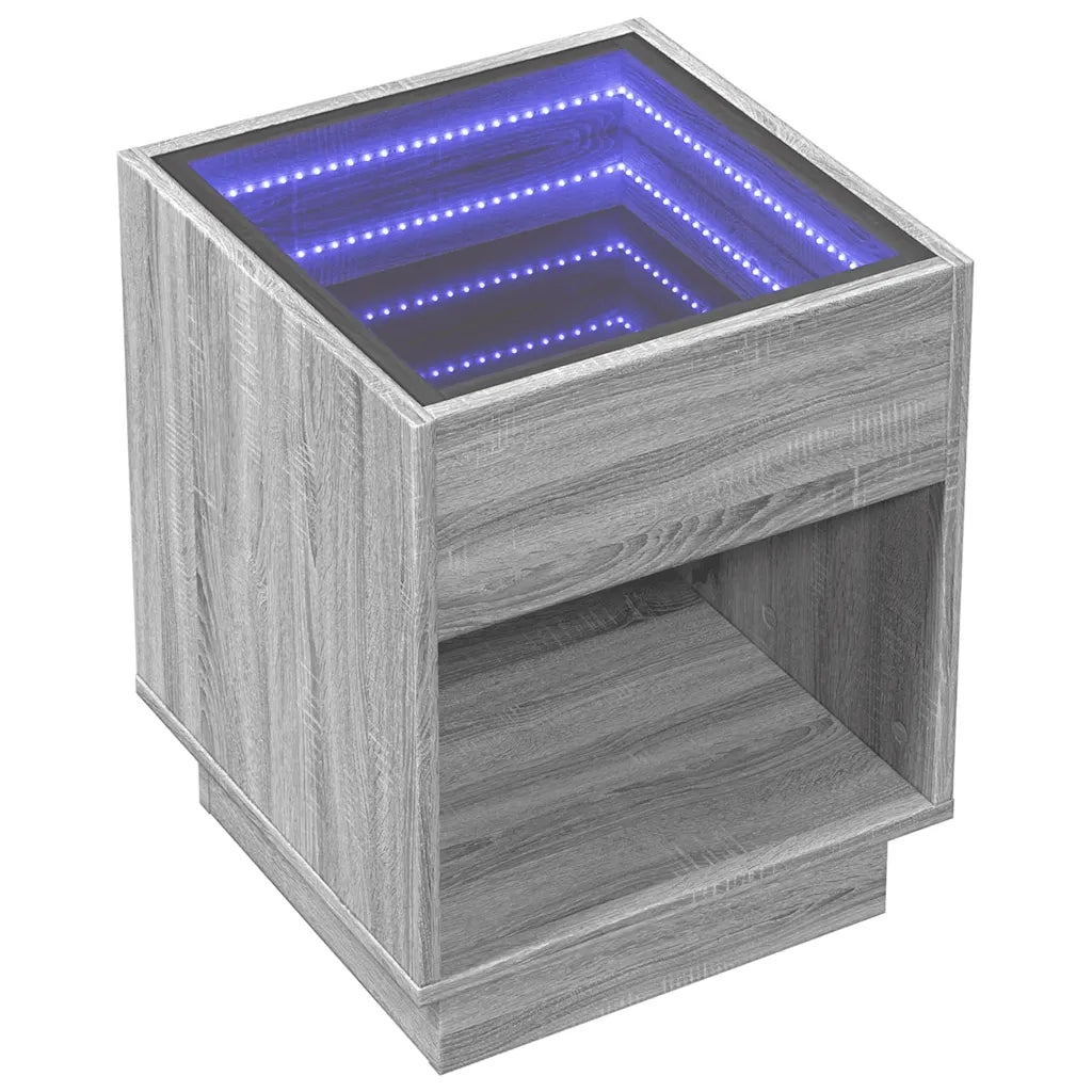 Tavolino da Salotto con LED Infinity Grigio Sonoma 40x40x50 cm 847649