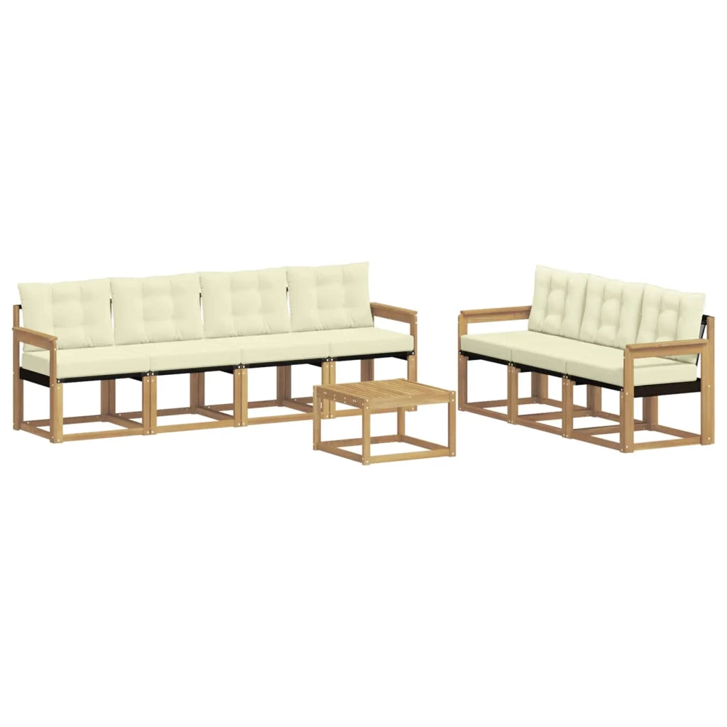 Set di divani da esterno con cuscino 8 pcs Bianco e Crema 3389276