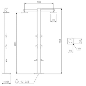 Doccia da Giardino Doppia 4 Temporizzatori e Lavapiedi Ama Luxury Nettuno