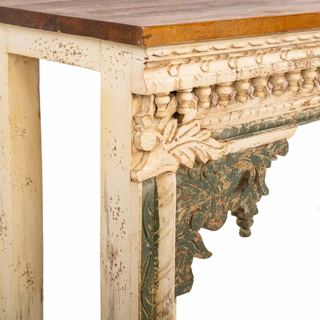 Tavolino da Mobile da ingresso in legno marrone artigianale 160x40x90h cm