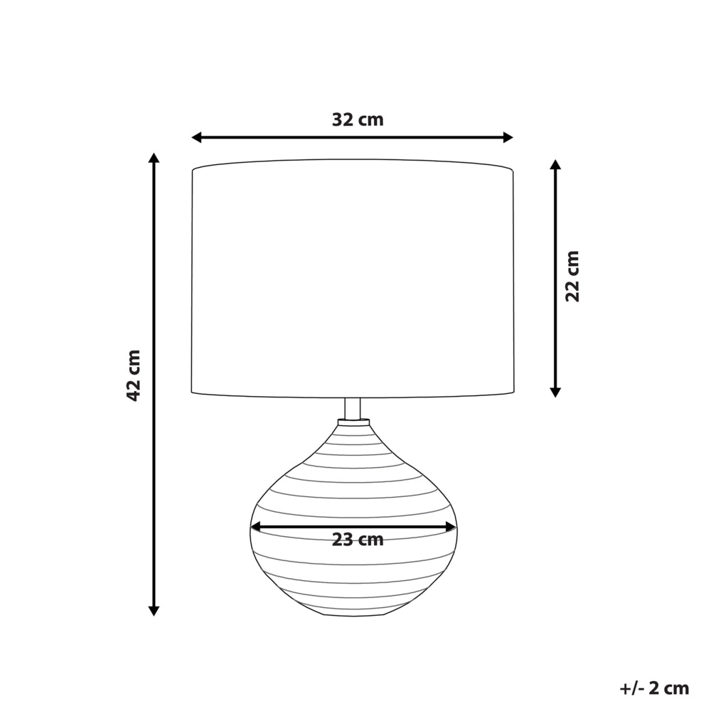 Lampada da Tavolo Argento Ceramica 42H cm Nero Policotone Paralume Base a Costine Moderna