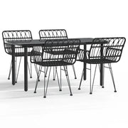 Set da Pranzo da Giardino 5 pz | Set Salotto da Giardino Nero in Polyrattan