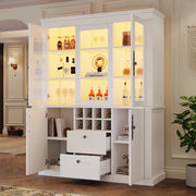 Mobile vetrina con LED e 2 cassetti 130 x 37;5 x 170;5 cm in legno nobilitato e vetro; bianco