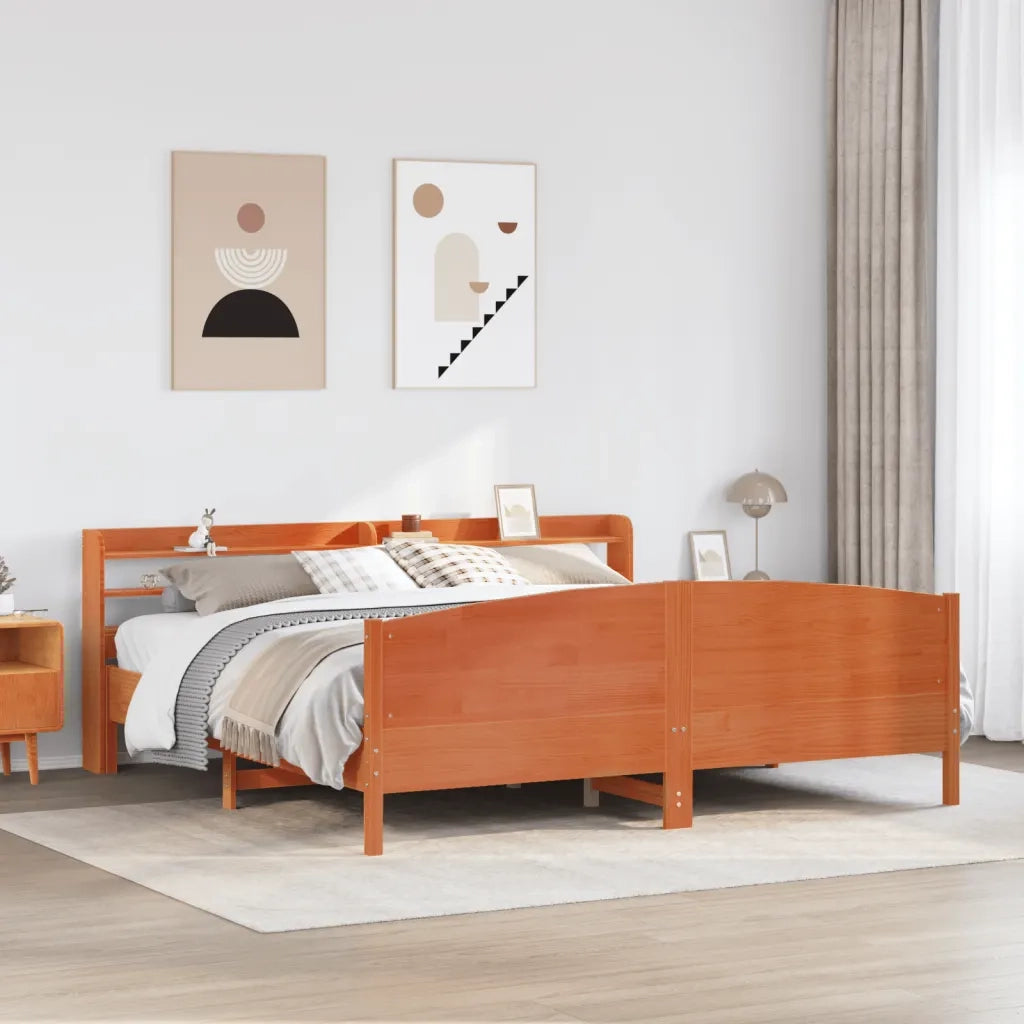 vidaXL Letto senza Materasso Marrone Cera 200x200 cm in Legno di Pino