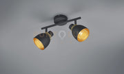 PUNCH BARRA 2 SPOTS METALLO NERO E ORO L. 29CM ATTACCO E14