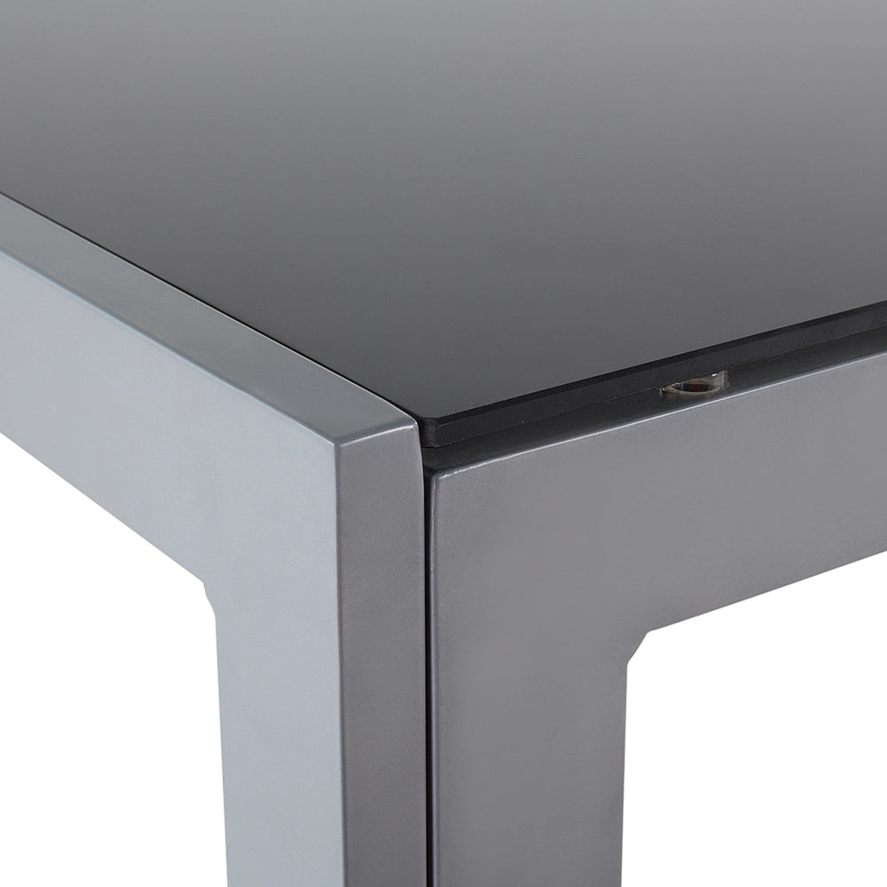 Tavolo da pranzo da giardino Piano in vetro temperato Nero Struttura in alluminio grigio 160 x 90 cm