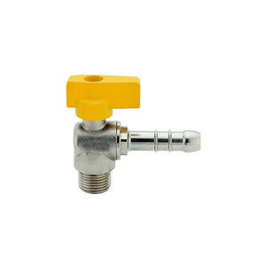 Rubinetto a sfera a squadra maschio con portagomma per gas metano