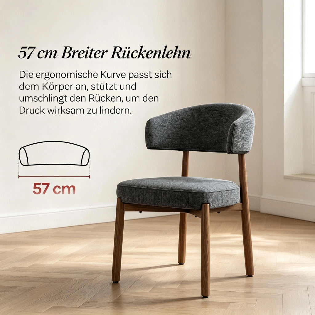 Sedia da sala da pranzo set da 2 con schienale aperto ergonomico design salvaspazio in chenille e metallo grigio