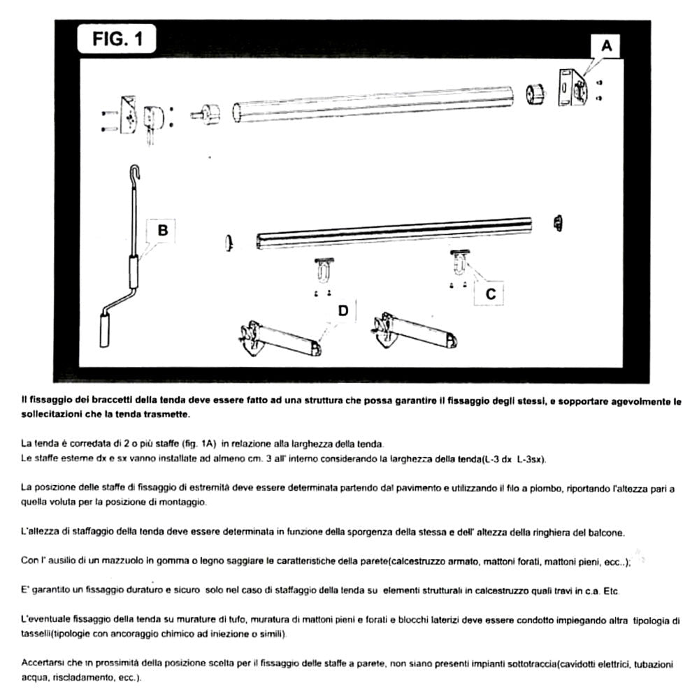 Tenda da Sole a Caduta 3x2,5m Tessuto in Poliestere Disegno P3002