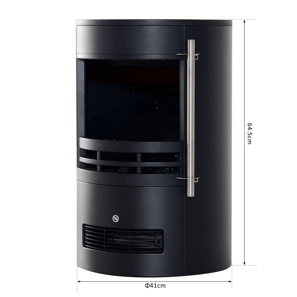EasyComfort Camino Elettrico da Terra 900W/2000W con Effetto Fiamma, Caminetto Elettrico con Temperatura Regolabile e Protezione da Surriscaldamento, 41x41x64.5cm, Nero