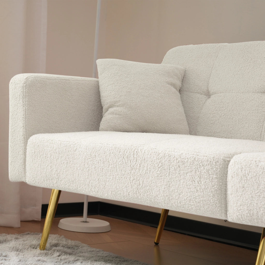 DIVANO LETTO Reclinabile 175x64x72 cm Sherpa Bianco
