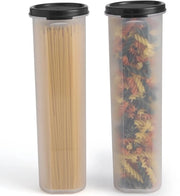 Bicchieri a tenuta di aria con coperchio per spaghetti e alimenti, in plastica BPA-free - 2 pezzi - contenitori di cucina trasparenti di alta qualità - scatola per snack da trasporto