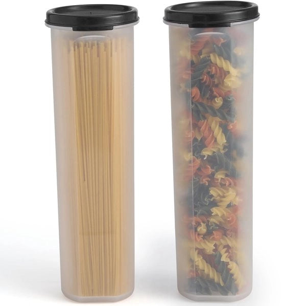 Bicchieri a tenuta di aria con coperchio per spaghetti e alimenti, in plastica BPA-free - 2 pezzi - contenitori di cucina trasparenti di alta qualità - scatola per snack da trasporto