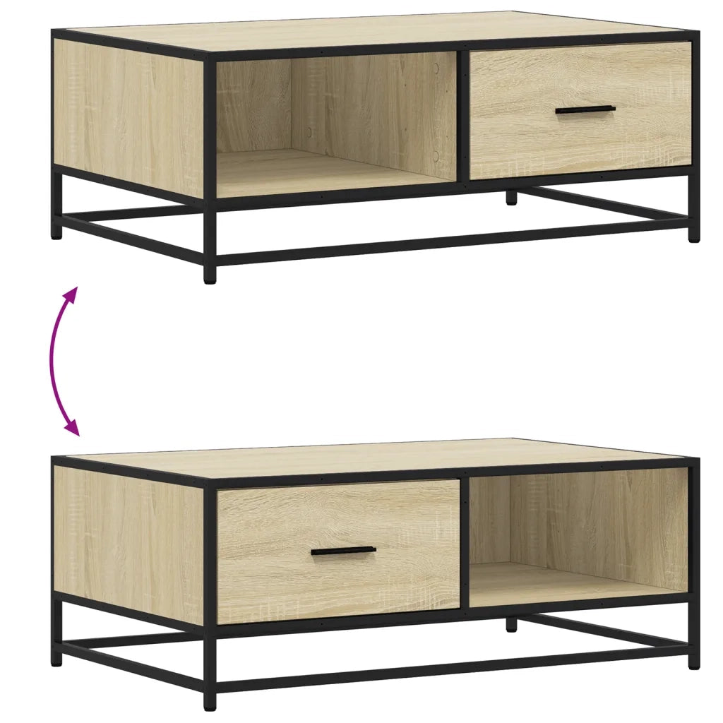 Tavolino da salotto | Tavolino da caff¨¨ | Tavolino da Soggiorno Rovere Sonoma 90x57x35 cm Legno Multistrato e Metallo