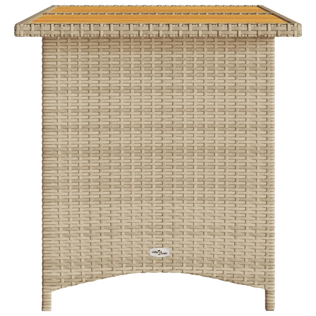vidaXL Tavolo da Giardino Piano in Legno Beige 110x68x70 cm Polyrattan