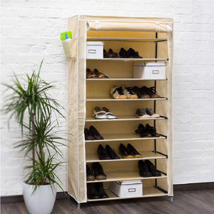 Scarpiera Salvaspazio XXL 45Paia Struttura Metallo e Tessuto TNT 90x30 H160cm Beige