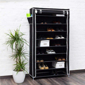 Scarpiera Salvaspazio XXL 45Paia Struttura Metallo e Tessuto TNT 90x30 H160cm Nero