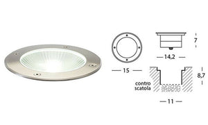Faretti Led Esterno Calpestabile Incasso Pavimento Giardino Segnapasso Acciaio Diametro e Wattaggio: Ø 15 - 7 W