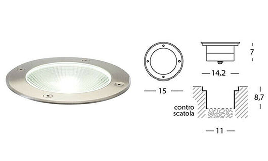 Faretti Led Esterno Calpestabile Incasso Pavimento Giardino Segnapasso Acciaio Diametro e Wattaggio: Ø 15 - 7 W