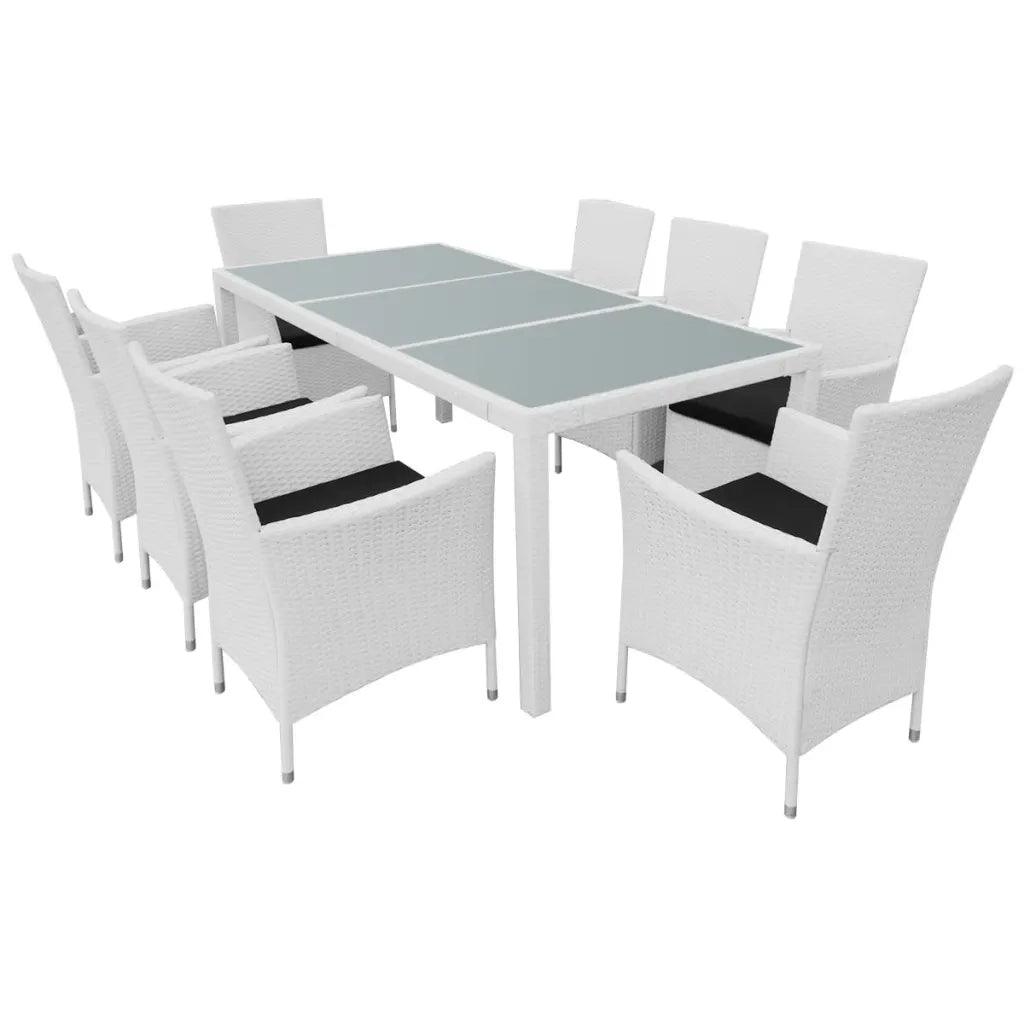 Set da Pranzo da Giardino 9 pz in Polyrattan Bianco Crema 42500