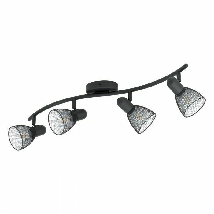 Faretti da Soffitto 4 Luci E14 Lampada Interno Plafoniera Nero Carovigno EGLO