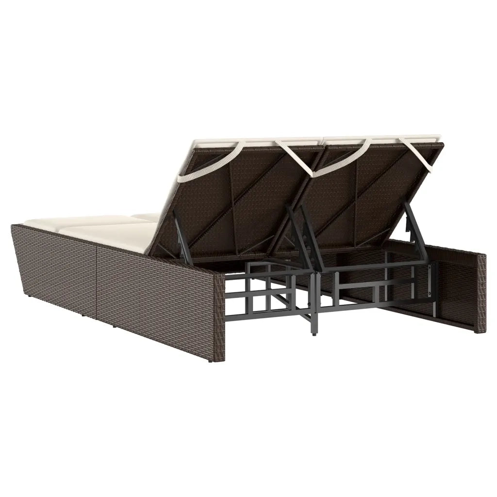 Lettino Prendisole | Sdraio da giardino | Lettino da sole con Cuscini Marrone in Polyrattan