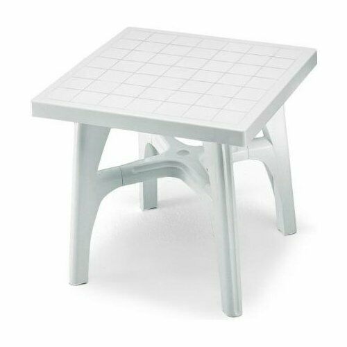 Tavolino Esterno Resina Tavolo Giardino Plastica Verde Bianco Scab 80x80 Colore: Bianco