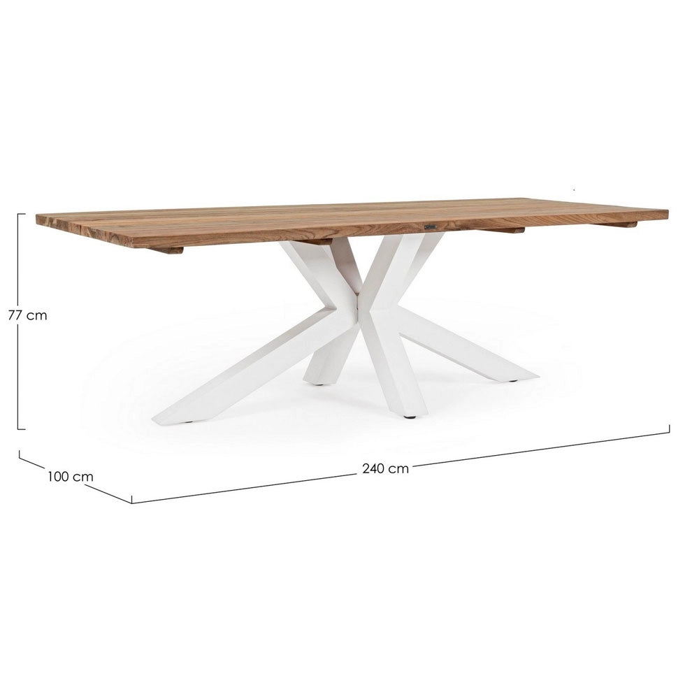 Tavolo da Esterno Giardino in Legno 240 x 100 cm Bianco Ramsey Bizzotto