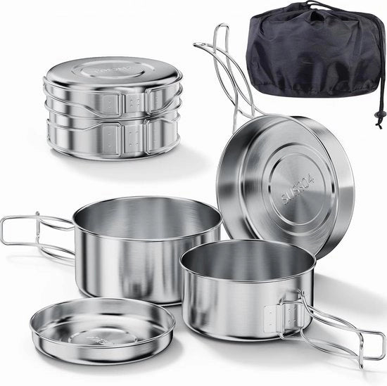 Set di cucina per campeggio - pentola leggera e servizio - 4 pezzi