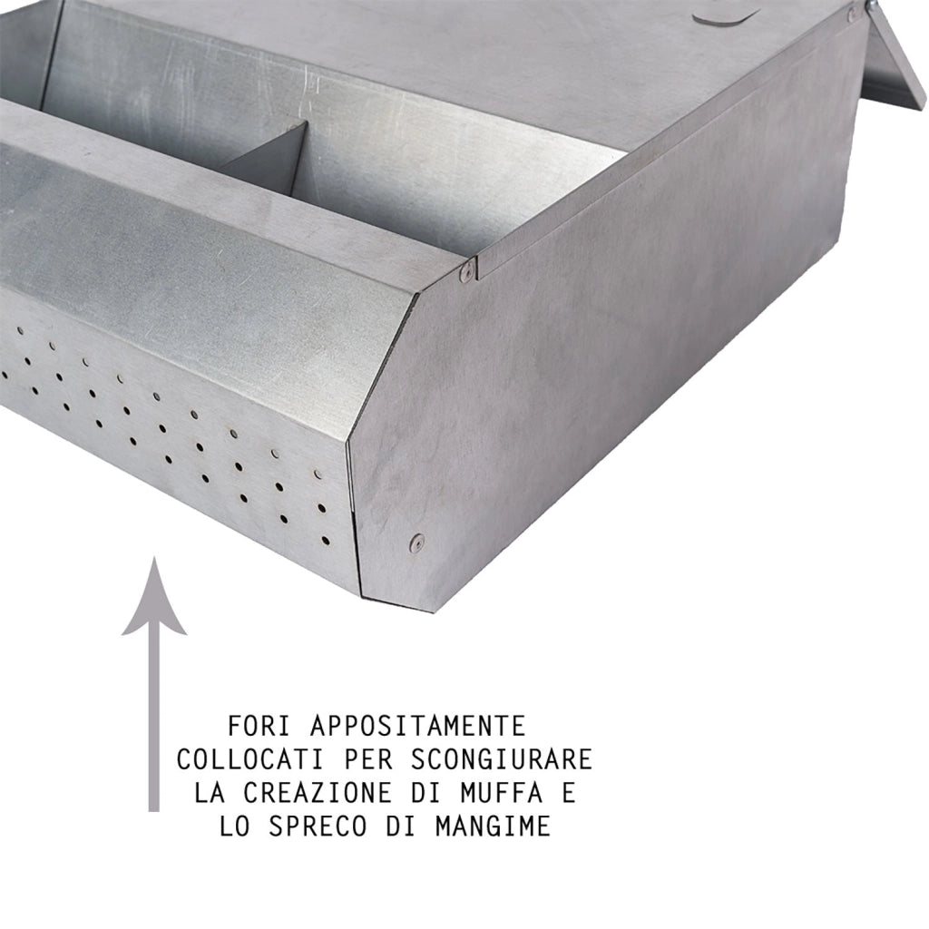 Mangiatoia per Galline 35x15x40 cm Capienza 8kg in Acciaio Zincato