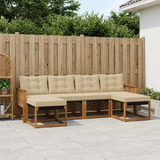 Set di divani da esterno con cuscino 6 pcs Naturale e Beige