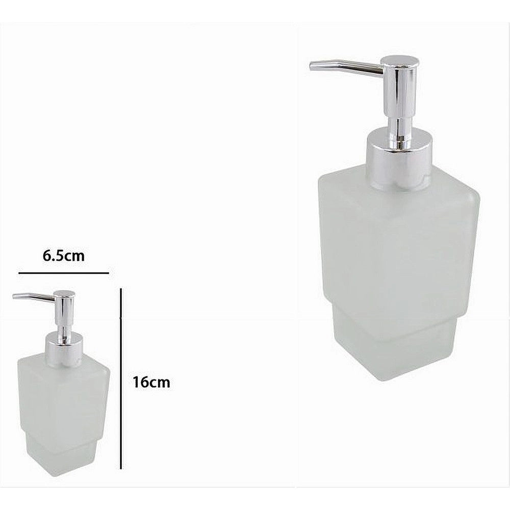 Trade Shop - Dispenser Ricambio Porta Sapone Liquido Vetro Satinato Cubico Bagno Accessori 87265 -