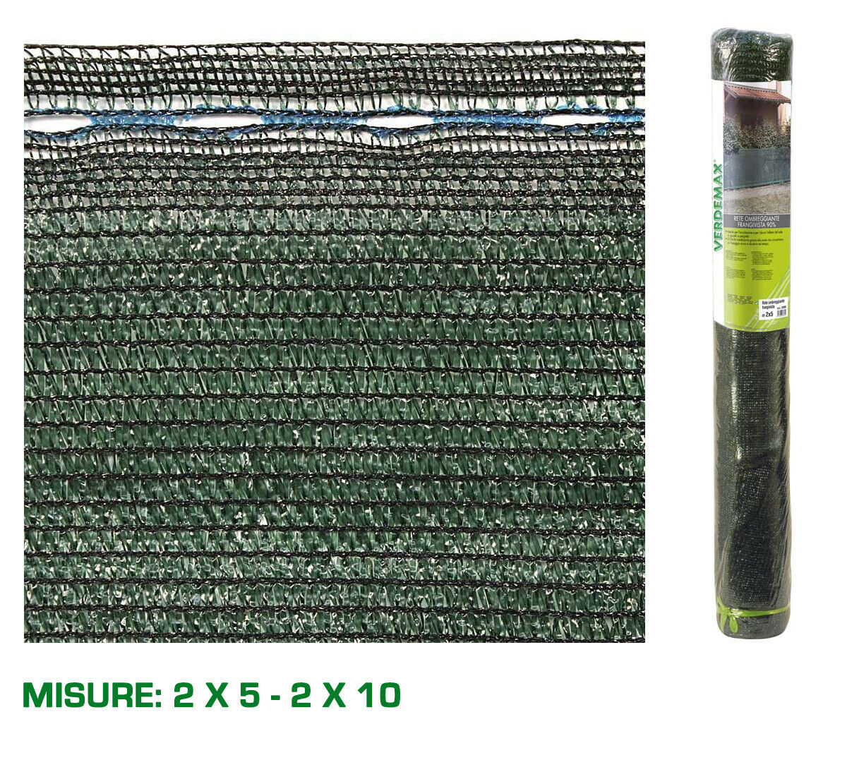 Rete Frangivista Telo Ombreggiante 90% Verde Oscurante Frangivento Pergolati Misure: 2 x 10 m