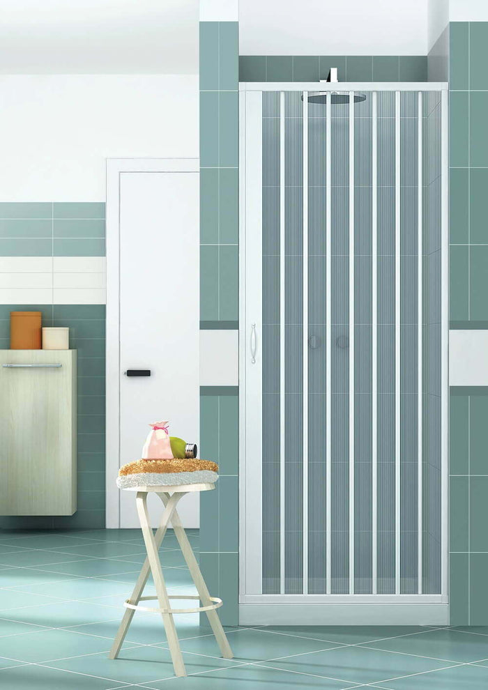 Box doccia a Nicchia Parete apertura Laterale Porta Anta unica Soffietto PVC Dimensioni: da 111 a 120